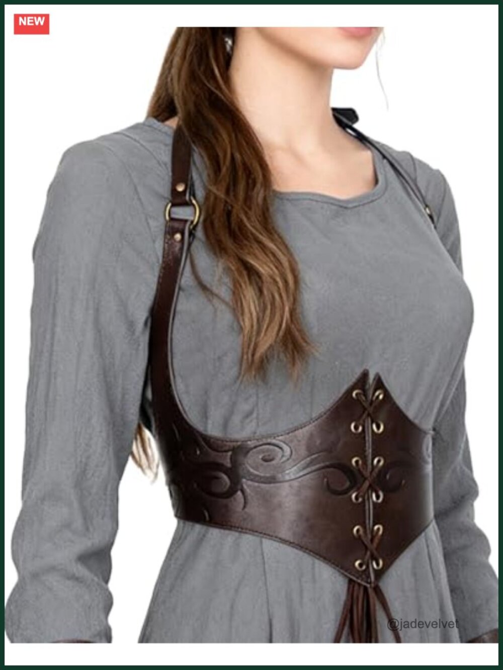 Medieval PU Leather Corset Belt Renaissance Waist Cincher Costume Accessory